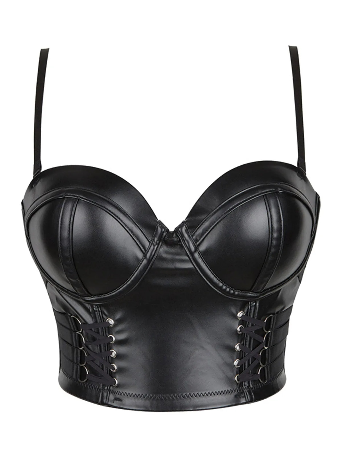 Black Steampunk Leather Gothic Strap Corset sold by Retro Stage product image thumbnail 2