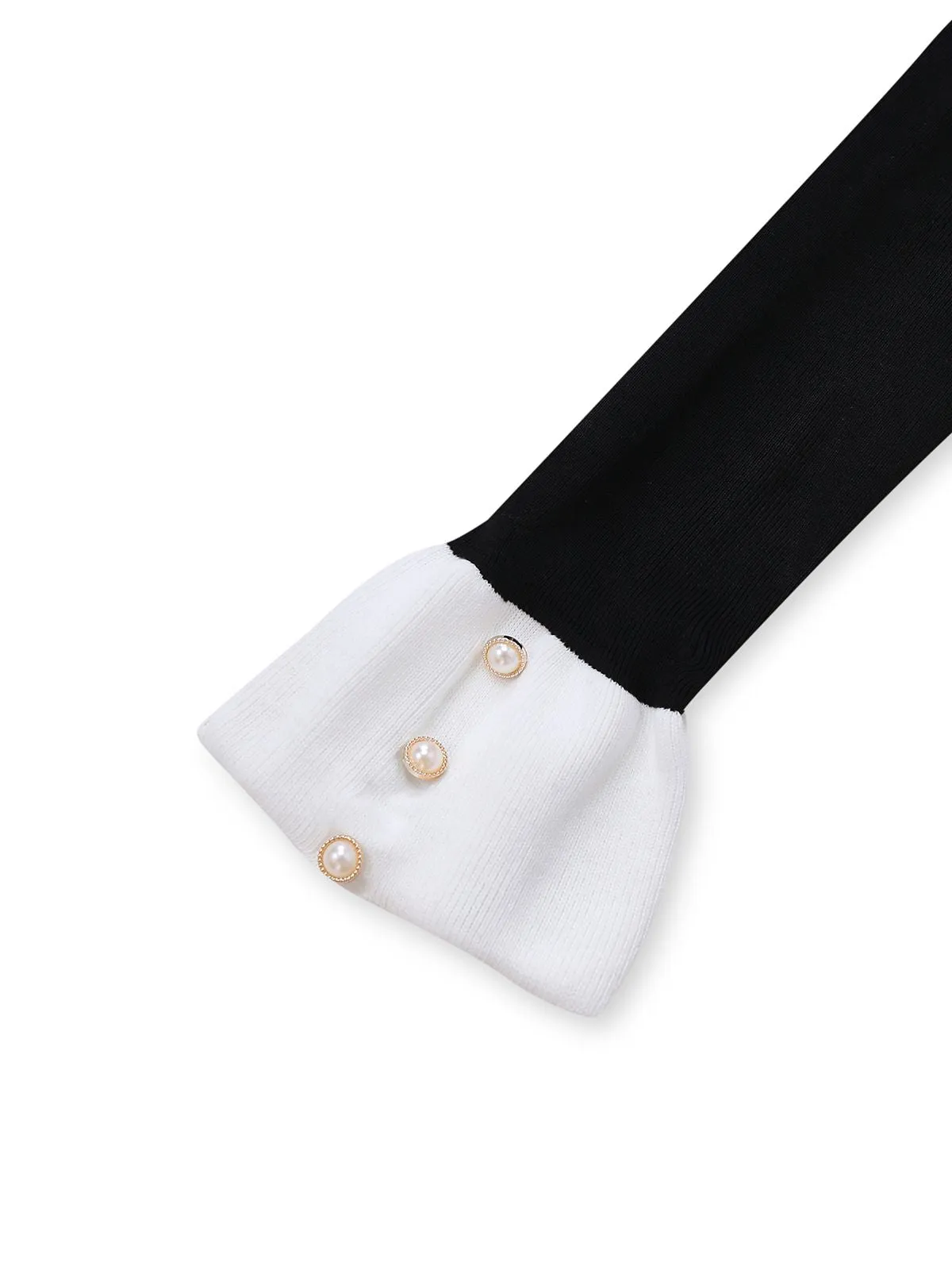 1970s Black & White Contrast Knitted Ruffle Dress sold by Retro Stage product image thumbnail 3