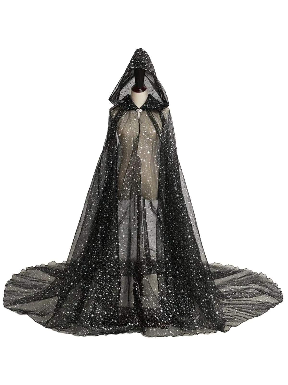 Halloween Gold Foil Hooded Long Train Cape sold by Retro Stage