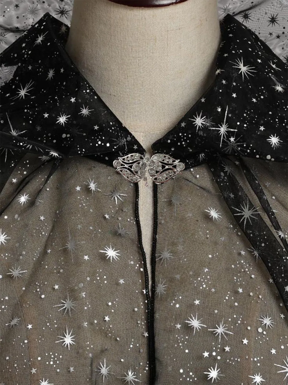 Halloween Gold Foil Hooded Long Train Cape sold by Retro Stage product image thumbnail 2