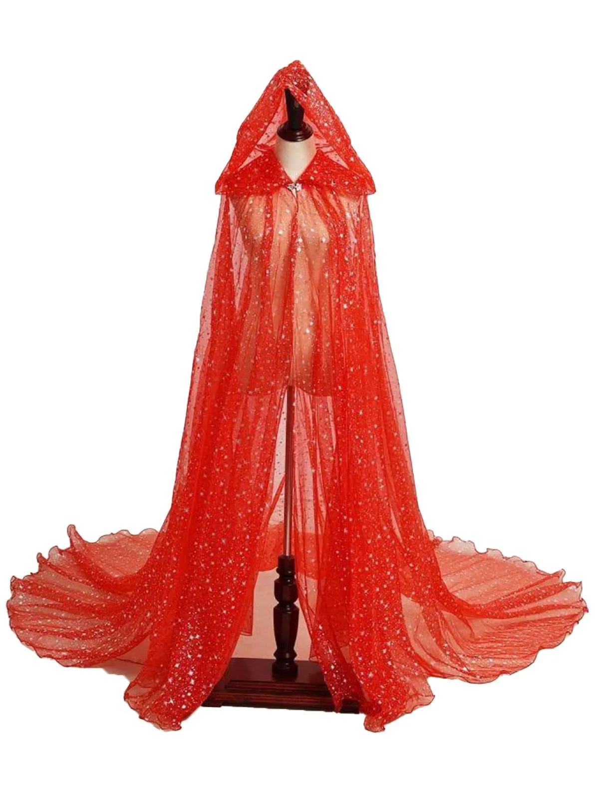 Halloween Gold Foil Hooded Long Train Cape sold by Retro Stage product image thumbnail 3
