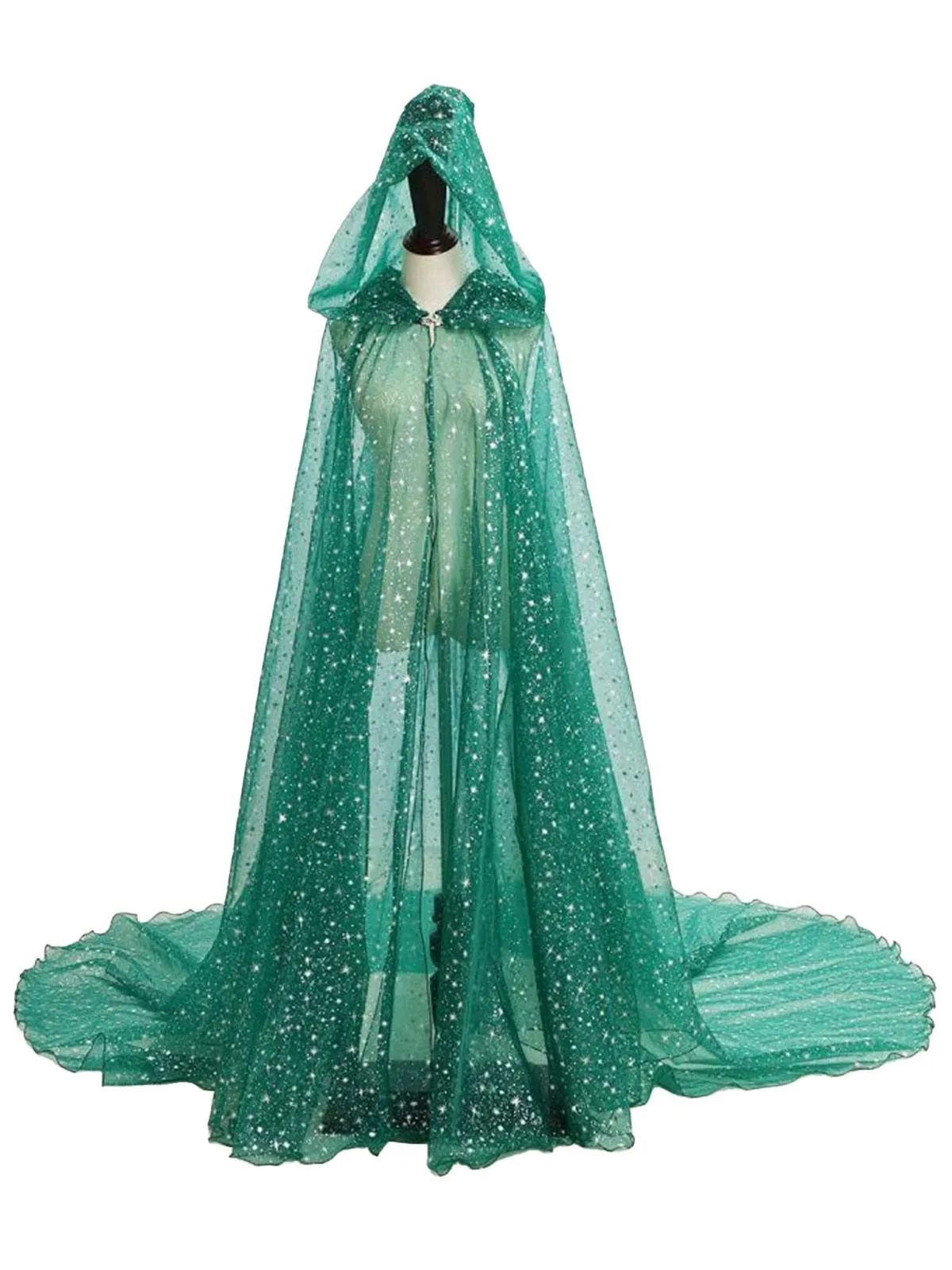 Halloween Gold Foil Hooded Long Train Cape sold by Retro Stage product image thumbnail 5