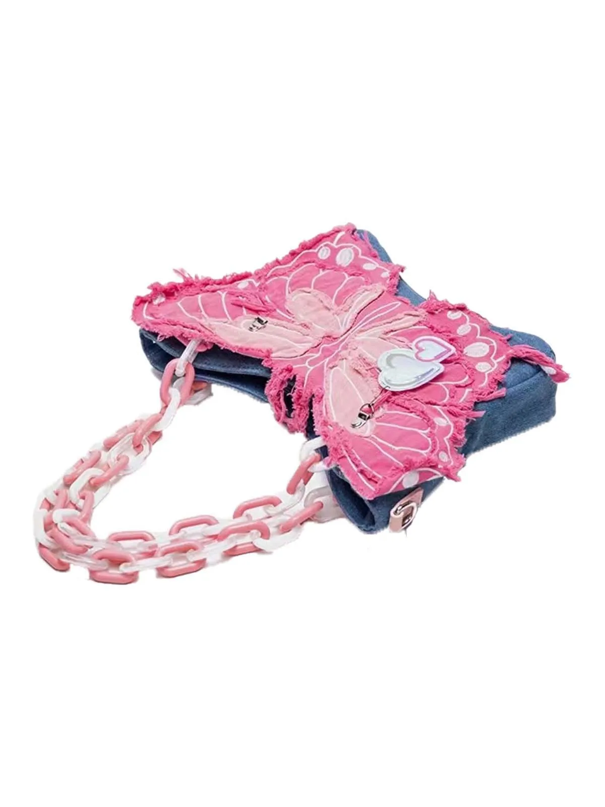 Pink Ripped Denim 3D Butterfly Novelty Bag sold by Retro Stage product image thumbnail 4