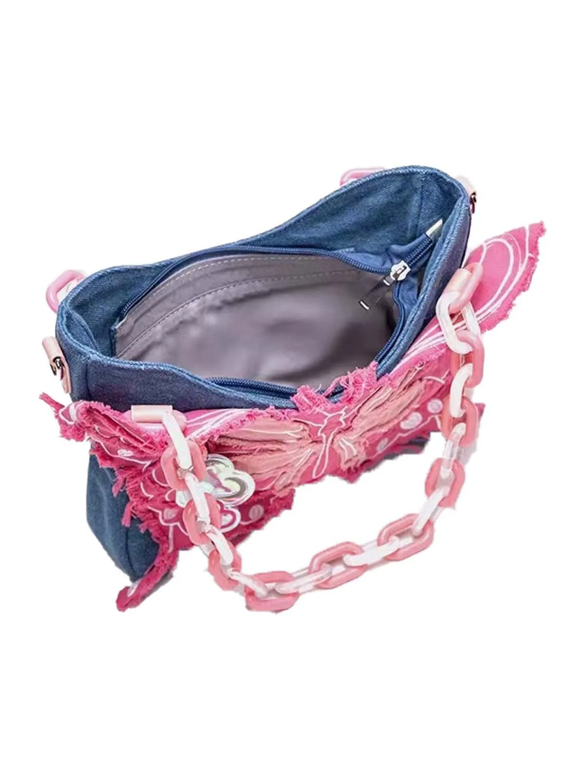 Pink Ripped Denim 3D Butterfly Novelty Bag sold by Retro Stage product image thumbnail 5