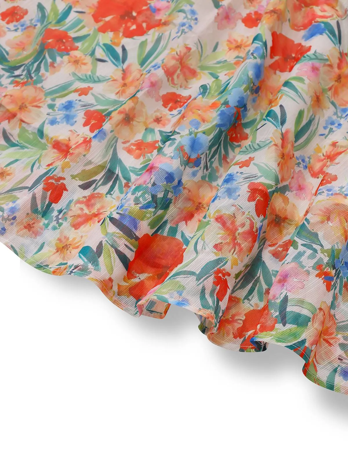 Multicolor 1950s Floral V-Neck Lantern Sleeve Belted Dress sold by Retro Stage product image thumbnail 3