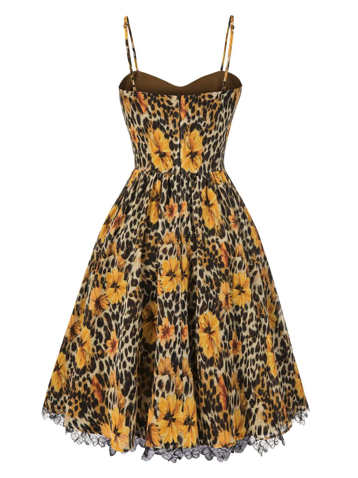 1950s Slip Leopard Sunflower Butterflies Lace Dress sold by Retro Stage product image thumbnail 5