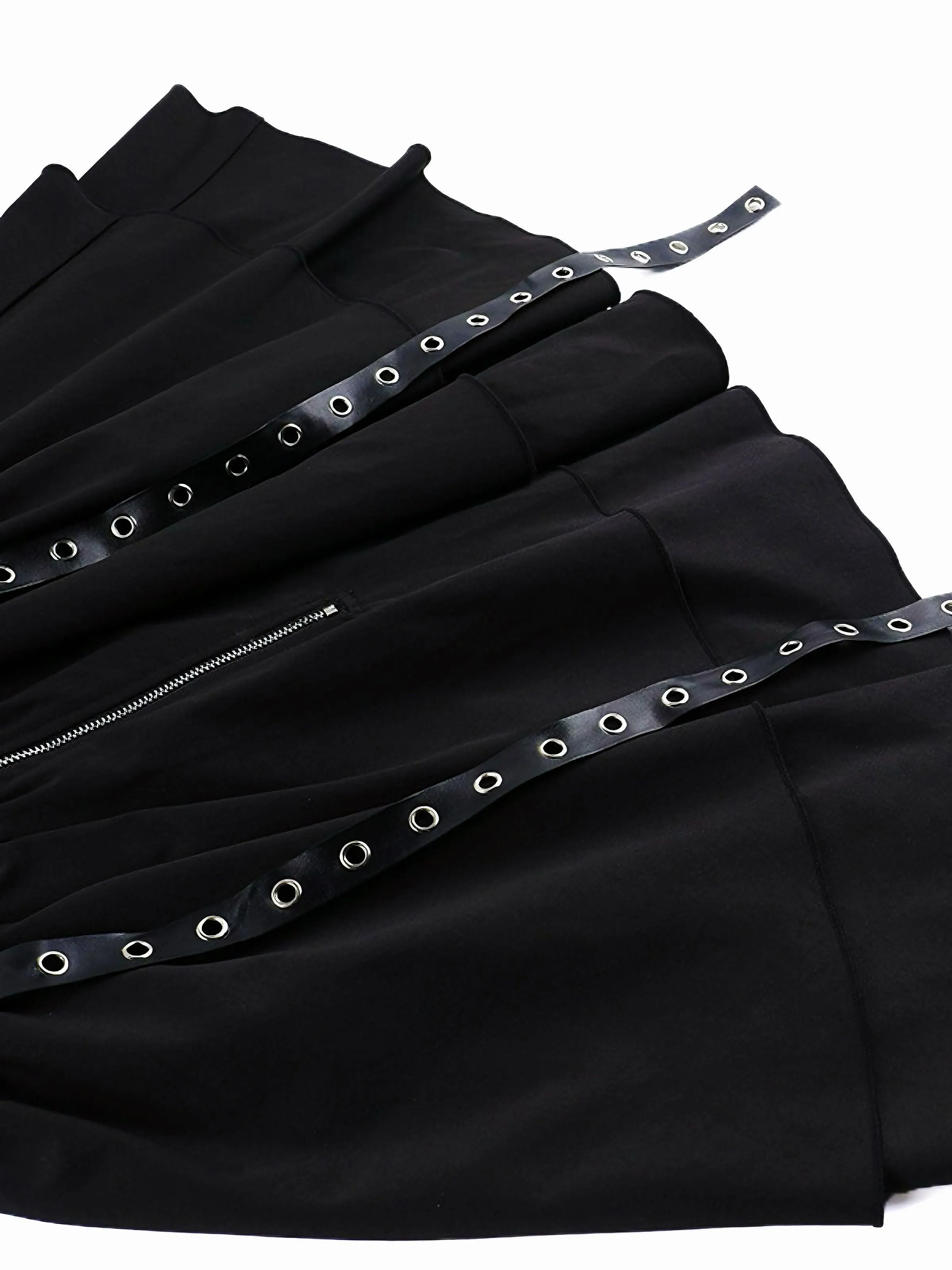 Black 1980s Punk Metal Belted Patchwork Dress sold by Retro Stage product image thumbnail 3