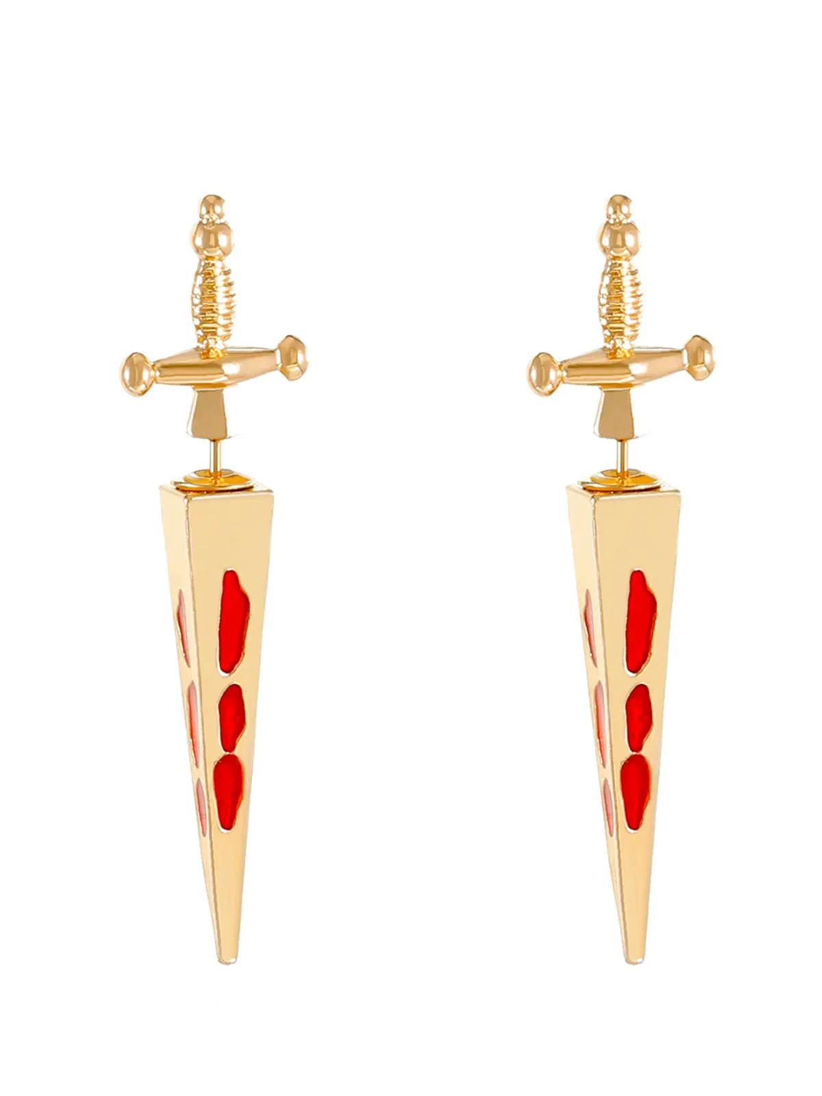 Gold Gothic Blood Sword Pendant Earrings sold by Retro Stage