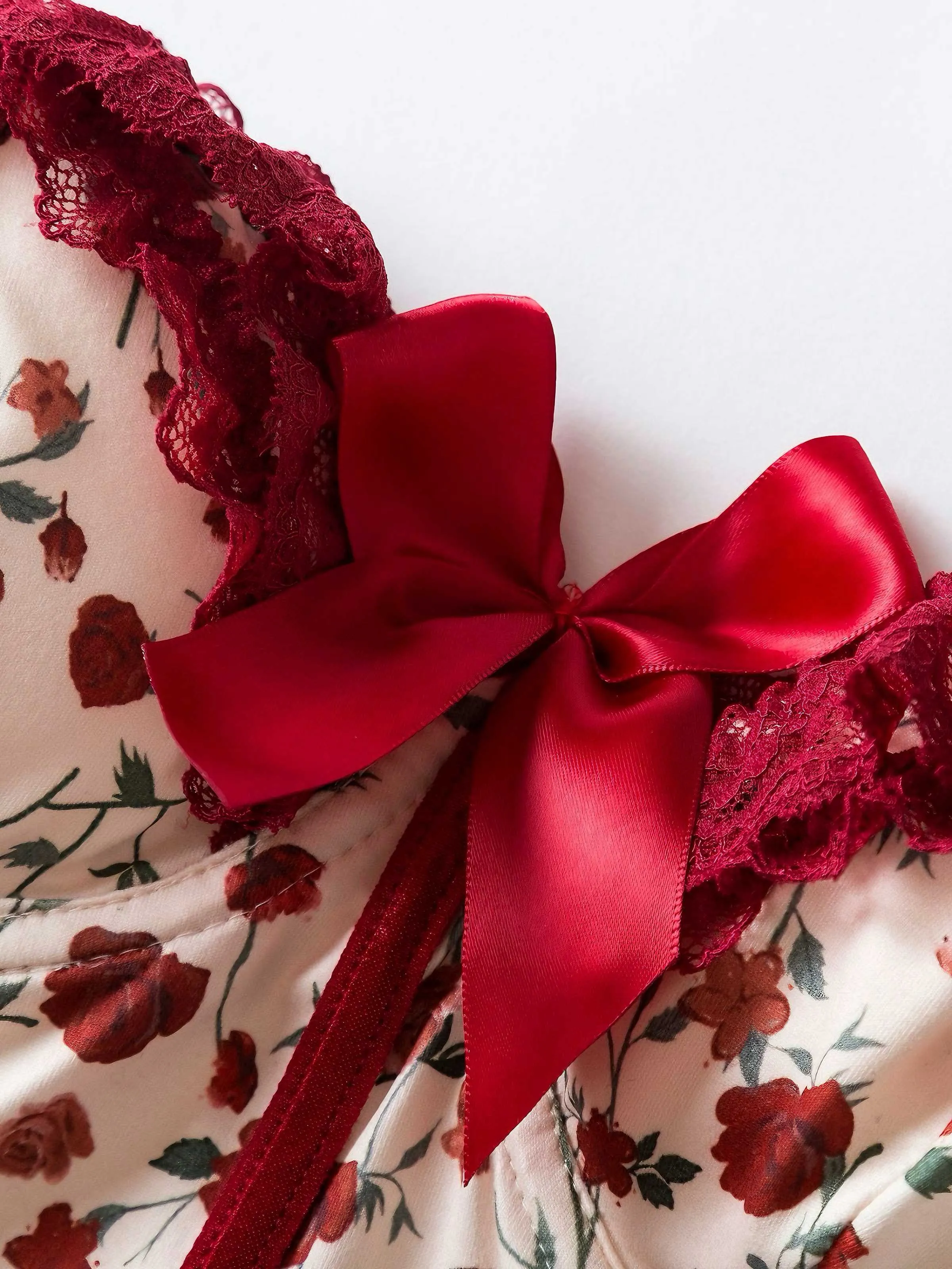 Red 1970s Strapless Court Lace Roses Corset sold by Retro Stage product image thumbnail 3