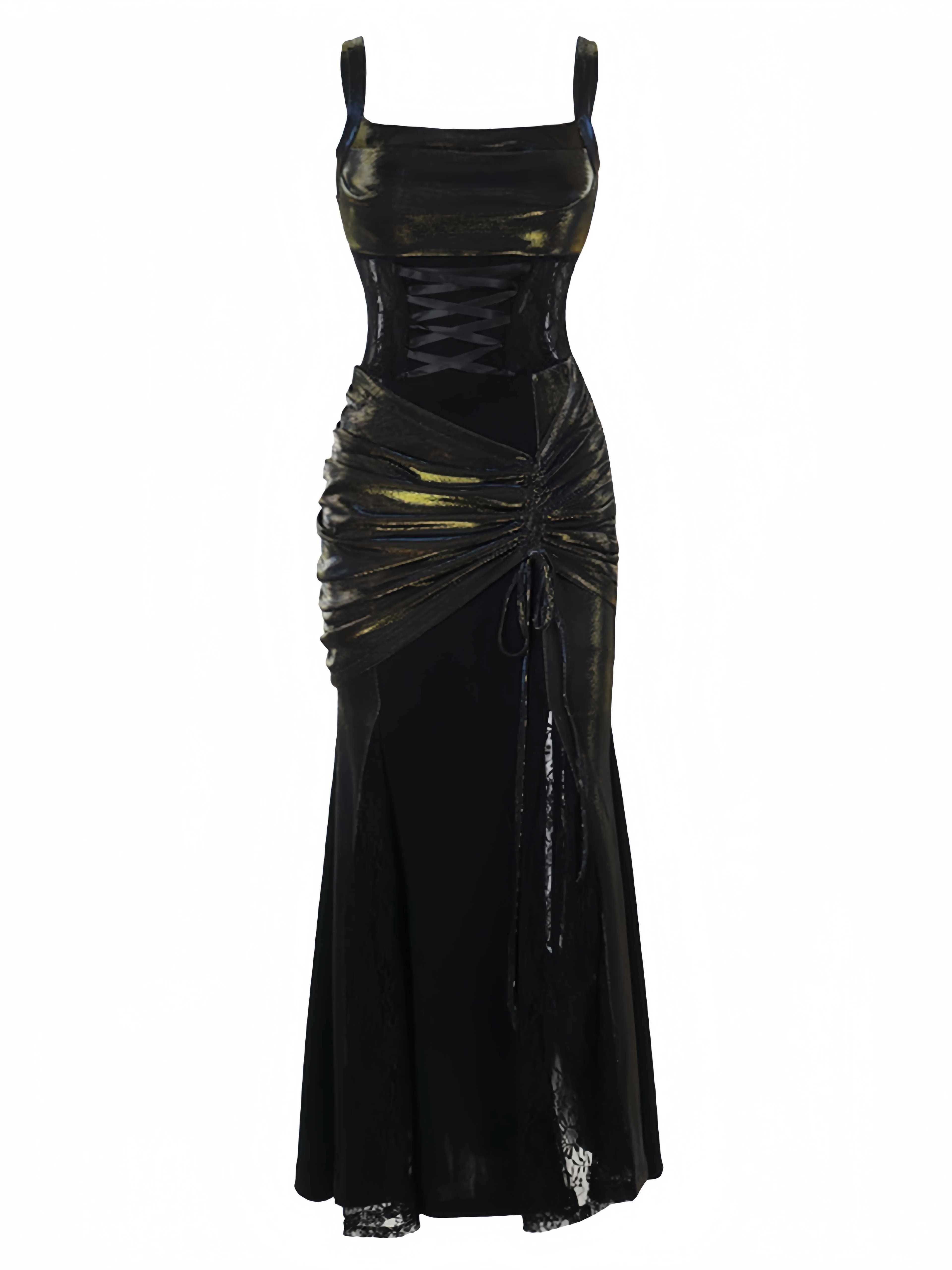 Black 1980s Gothic Slip Lace Maxi Dress sold by Retro Stage