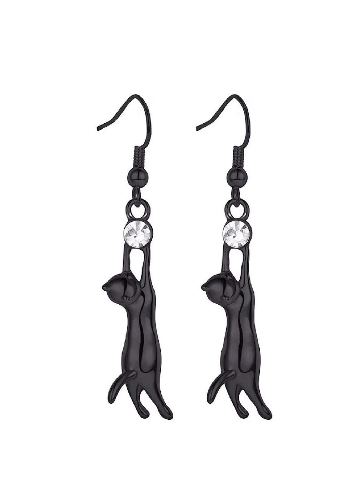 Halloween Cat Diamond Pendant Earrings sold by Retro Stage
