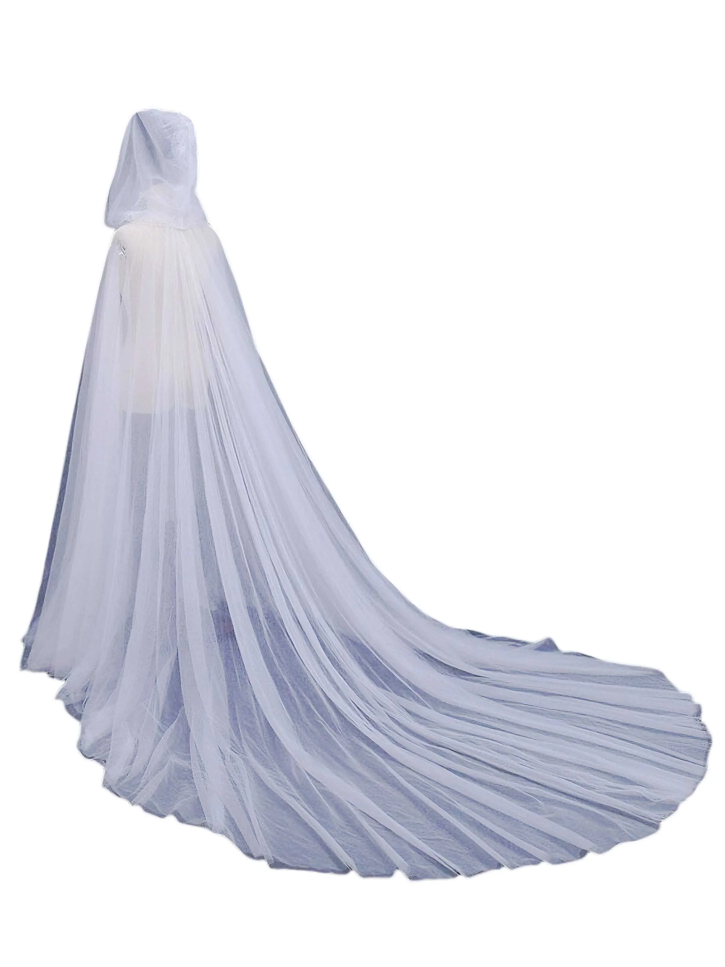 Black Halloween Vampire Bride Mesh Hooded Cape Cloak sold by Retro Stage product image thumbnail 5