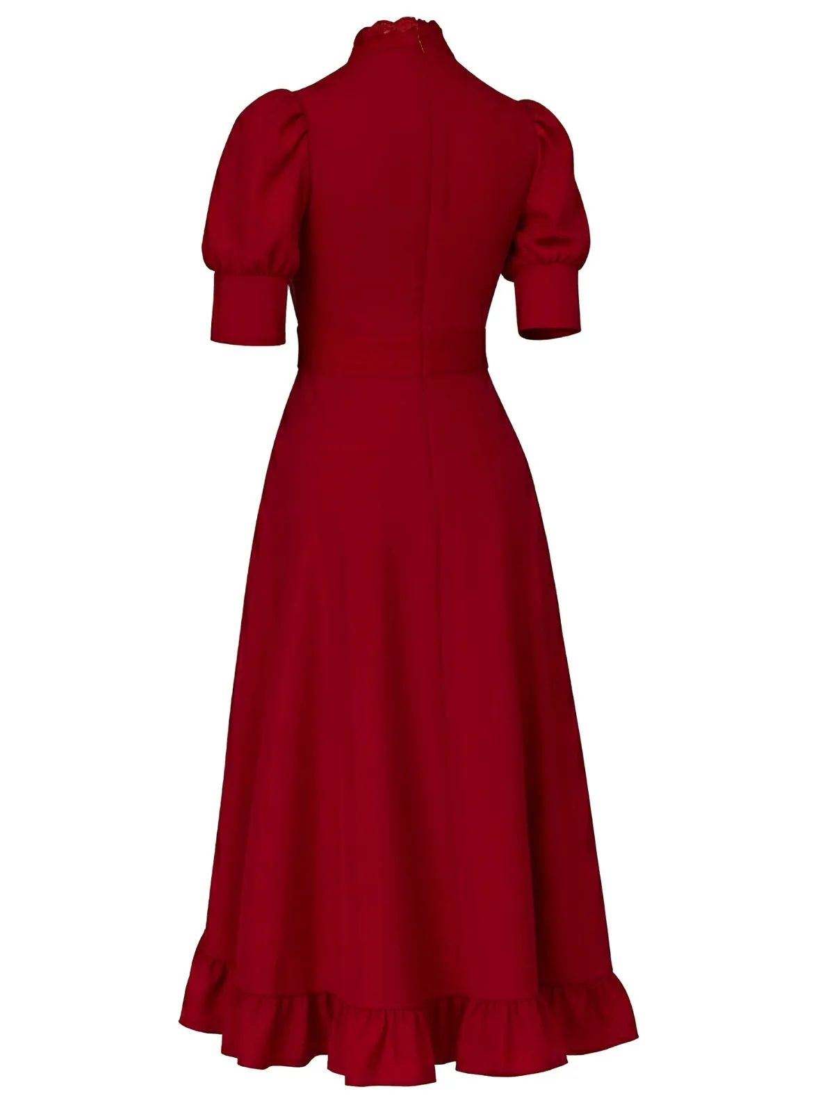 Red 1940s X Prequel Pearl Lace Ruffed Hem Dress sold by Retro Stage product image thumbnail 2