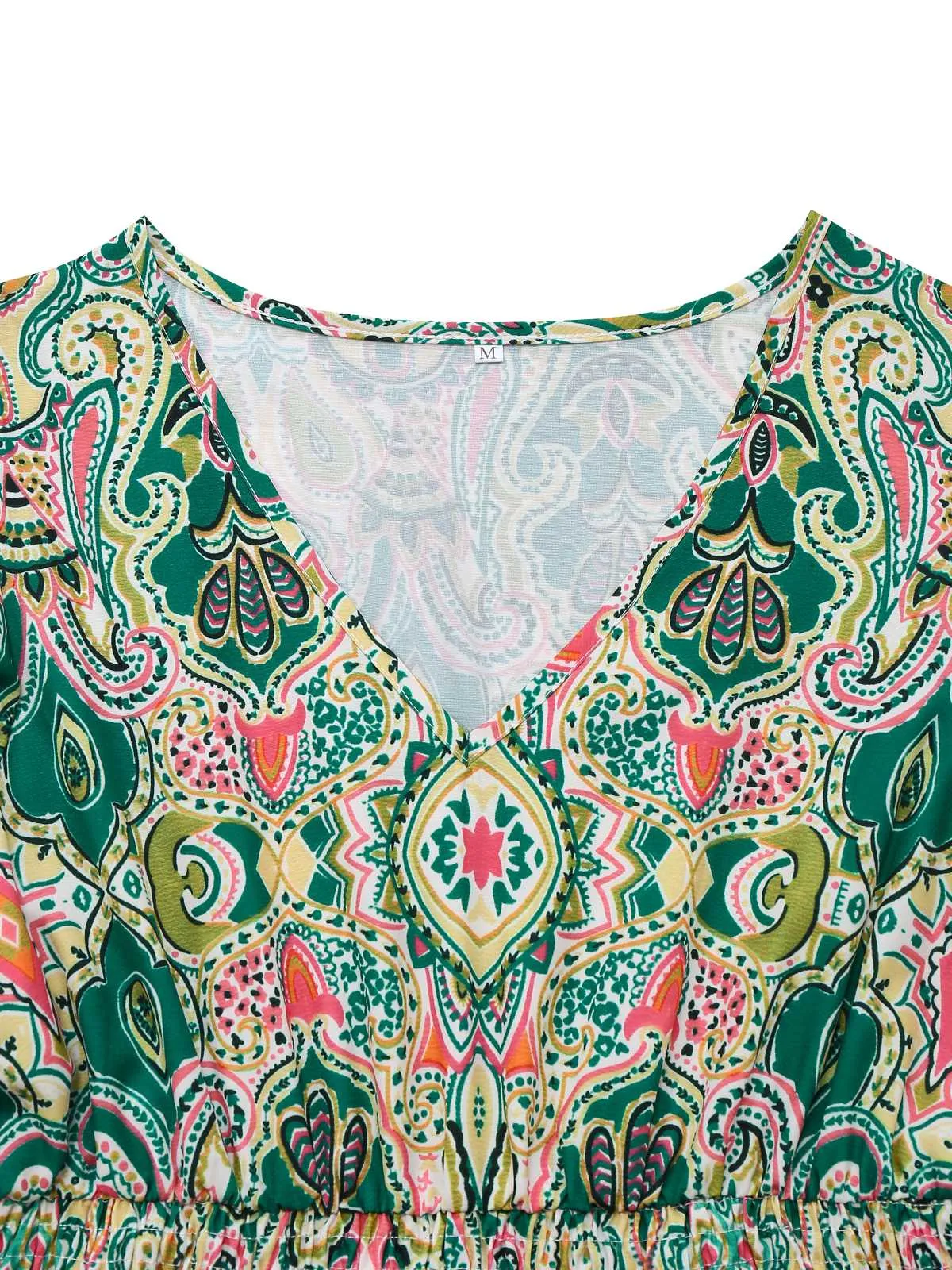 1970s V-Neck Paisley Print Ruffed Sleeve Dress sold by Retro Stage product image thumbnail 3