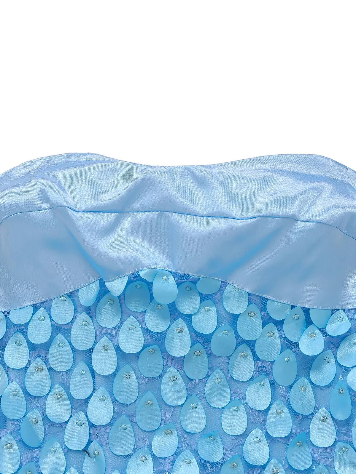 Blue 1970s 3D Floral Lace Beaded Backless Strapless Dress sold by Retro Stage product image thumbnail 3