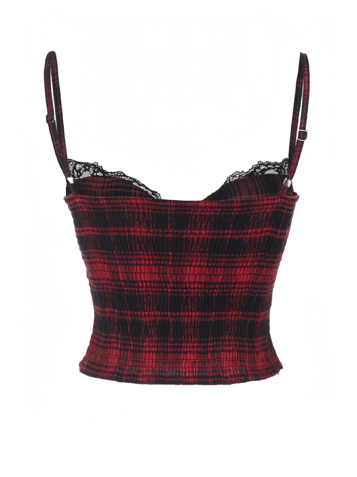 2PCS Red 1980s Plaid Smocked Top & High-Low Hem Skirt sold by Retro Stage product image thumbnail 4