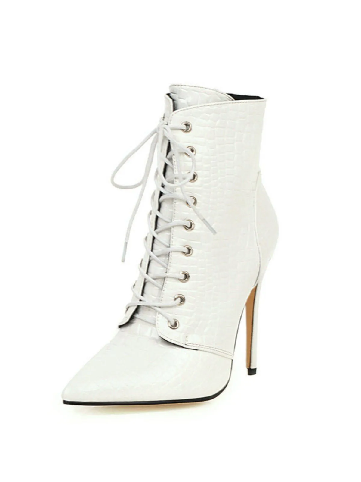 Faux Crocodile Leather Lace-Up Mid-Calf Boots sold by Retro Stage product image thumbnail 2