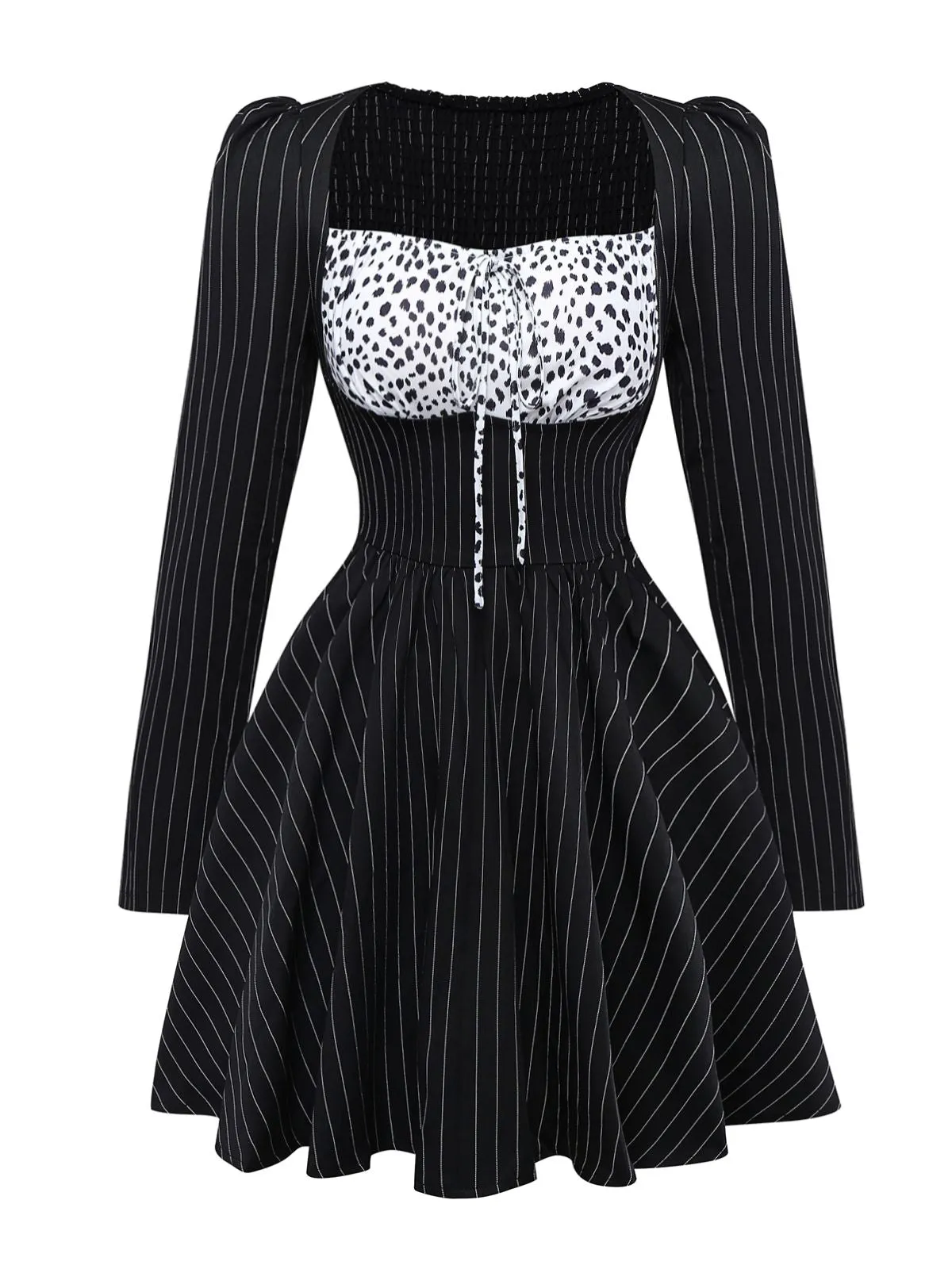 Black 1950s Leopard Vertical Stripe Waist Dress sold by Retro Stage