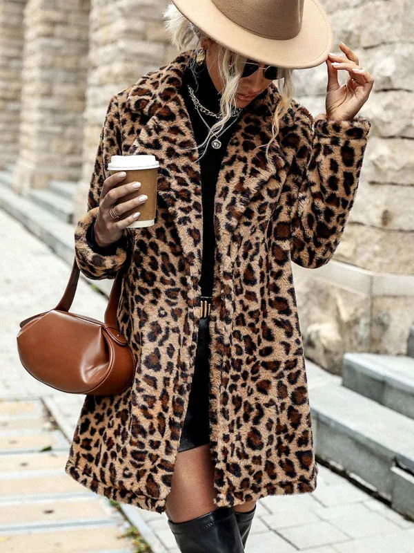Brown 1950s Leopard Lapel Faux-Wool Coat sold by Retro Stage
