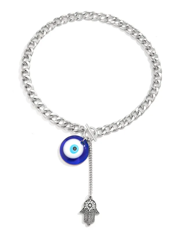 Gothic Demon Eye Palm Pendant Necklace sold by Retro Stage