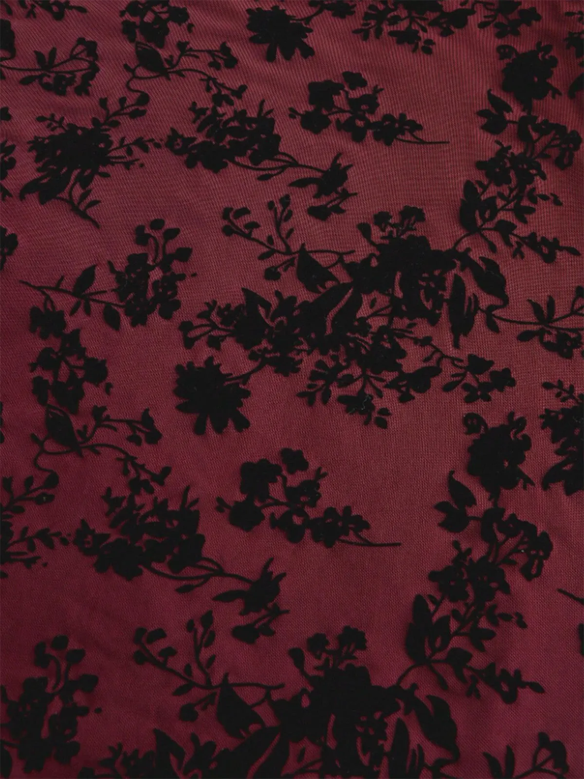 Wine Red 1950s Lace Floral Bishop Sleeves Dress sold by Retro Stage product image thumbnail 3