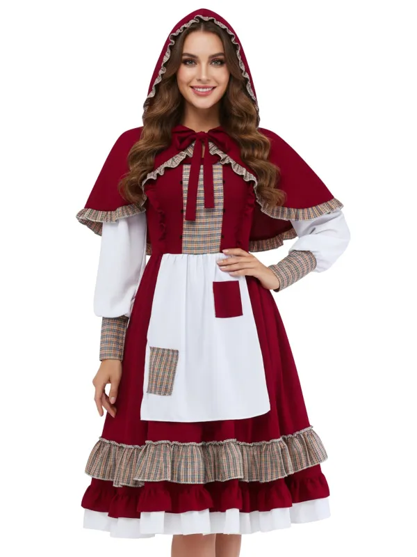 1950s Red Riding Halloween Costume Dress With Cape sold by Retro Stage