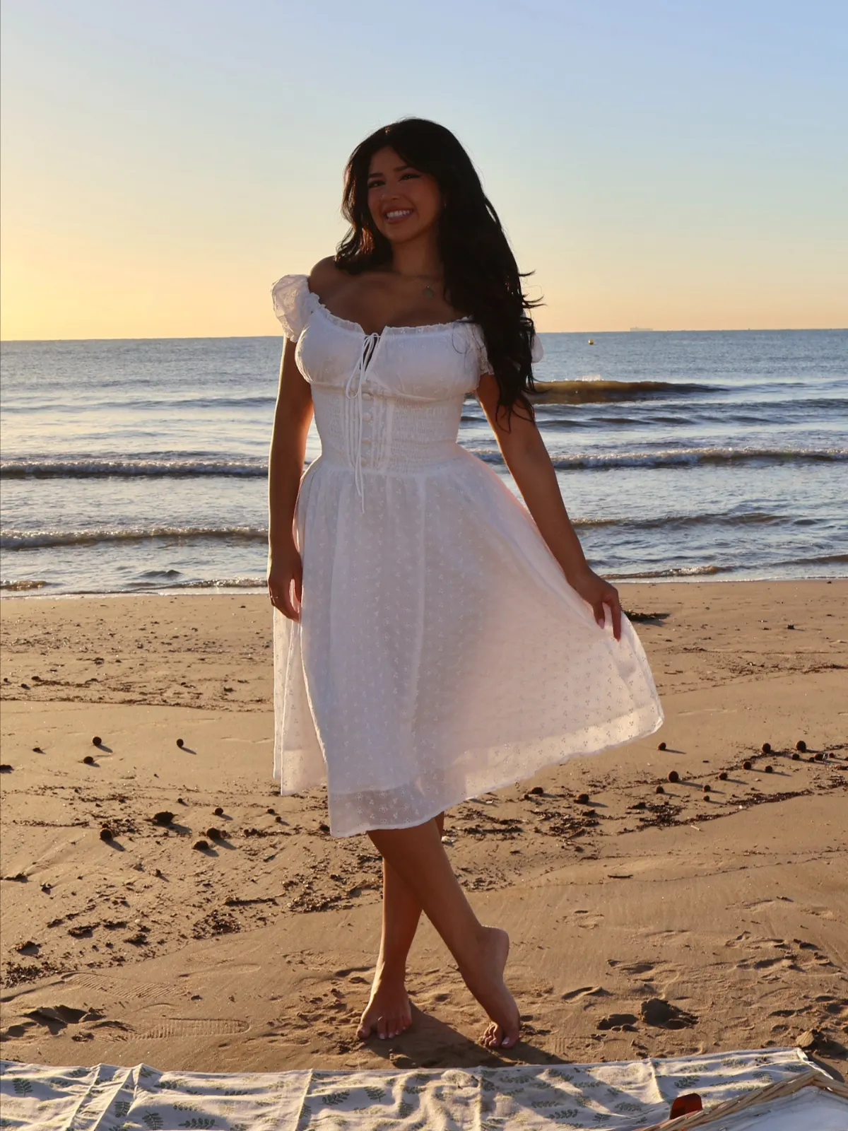 White 1940s Solid Cotton Embroidered Lace Dress sold by Retro Stage product image thumbnail 3