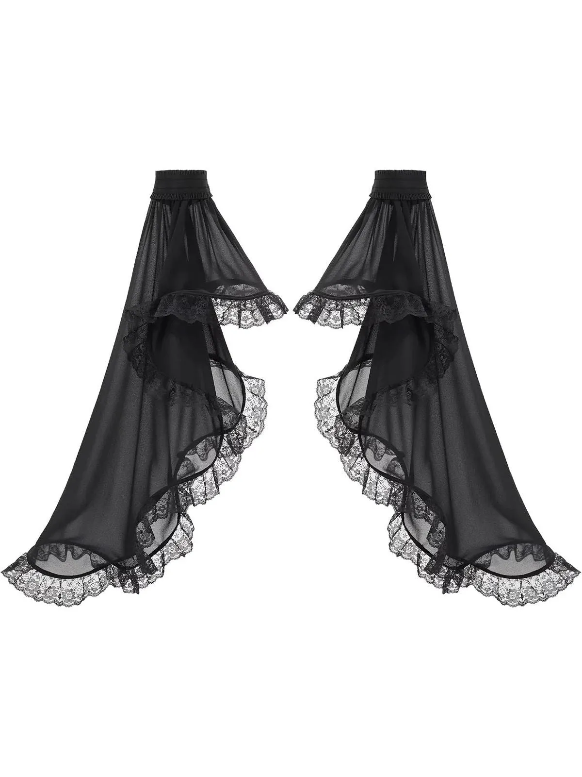 Black Lace Trimmed Chiffon Long Flared Sleeves sold by Retro Stage product image thumbnail 2