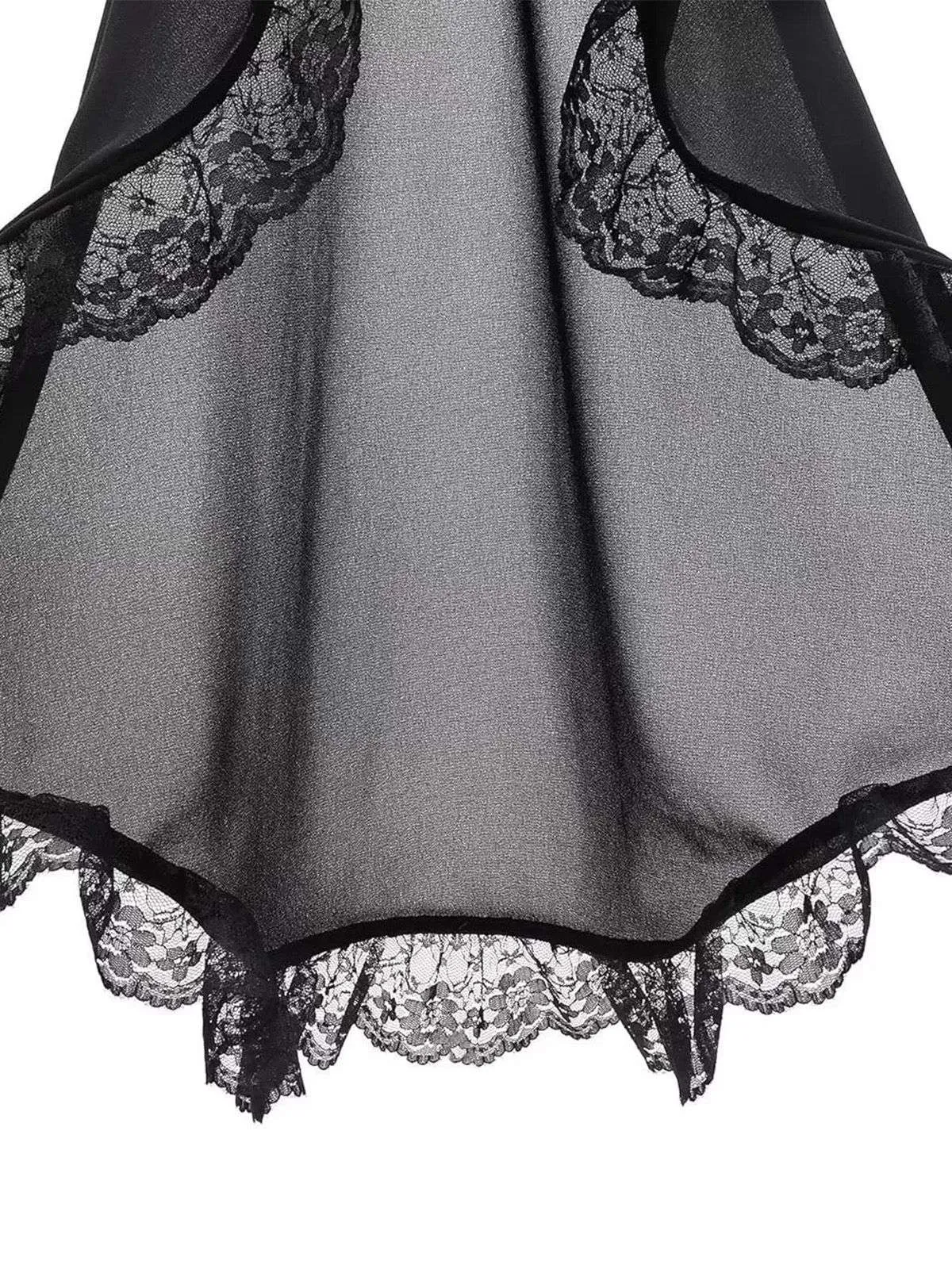 Black Lace Trimmed Chiffon Long Flared Sleeves sold by Retro Stage product image thumbnail 4