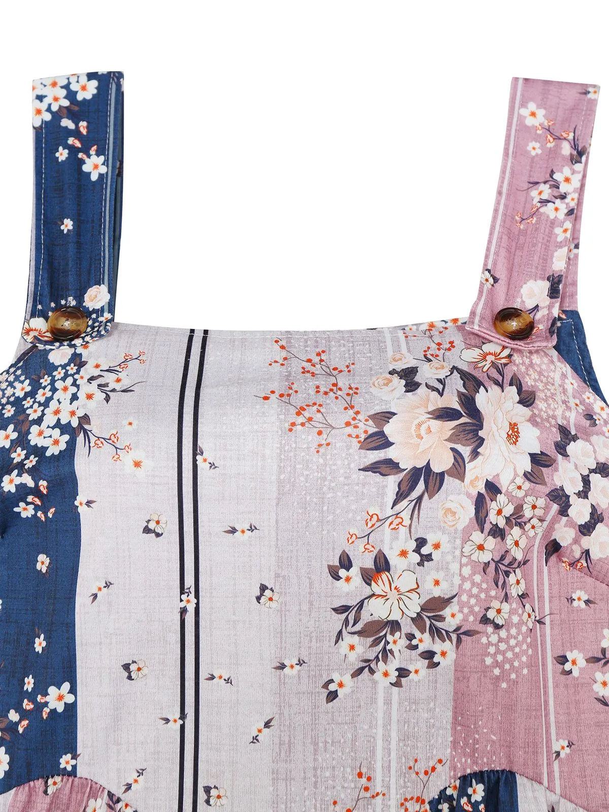 1930s Floral Colorblock High-Rise Suspender Jumpsuit sold by Retro Stage product image thumbnail 4