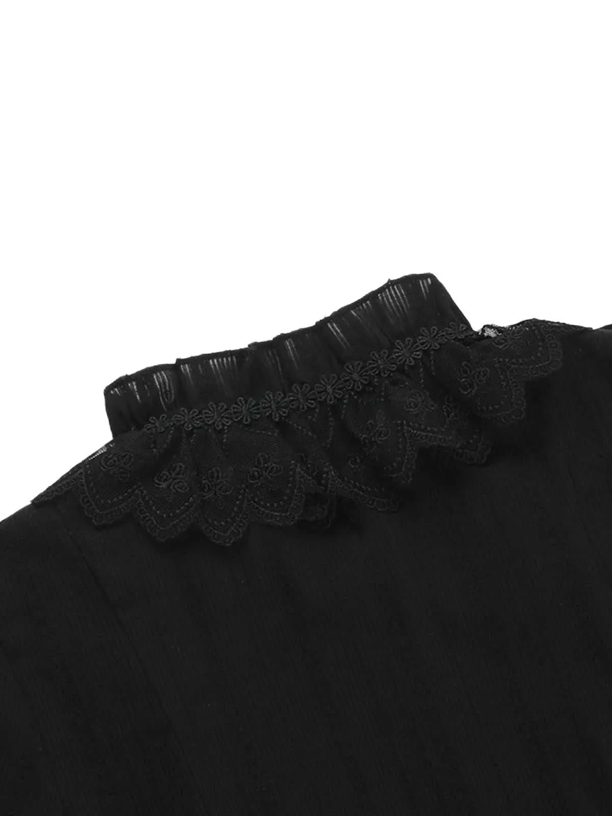 Black 1980s Gothic Pure Cotton Ruffled Blouse sold by Retro Stage product image thumbnail 4