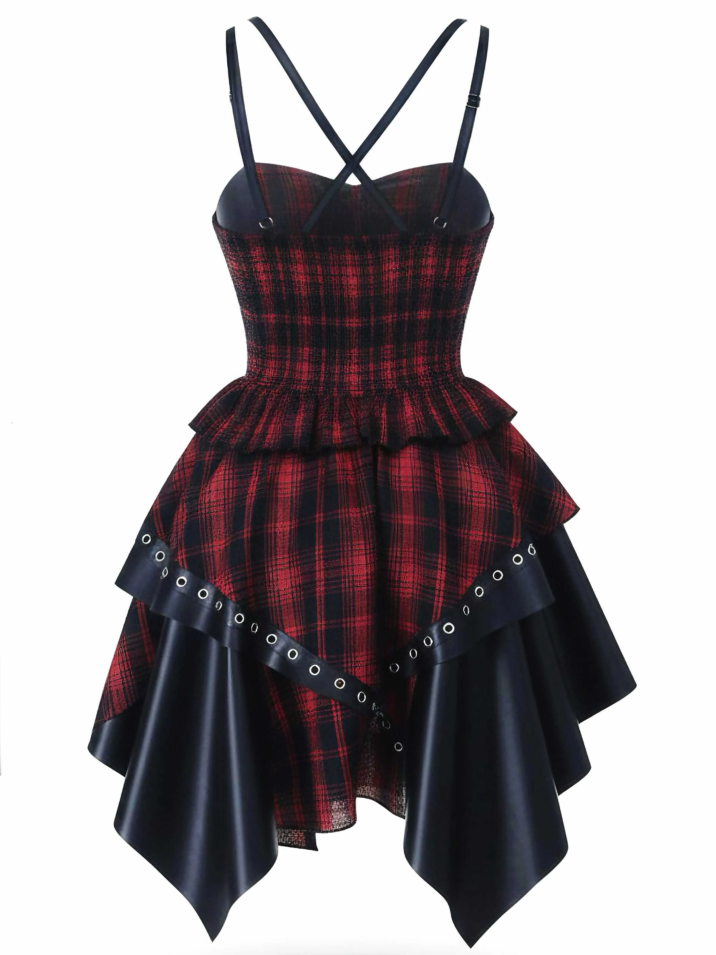 1980s Gothic Punk Leather Plaids Corset Dress sold by Retro Stage product image thumbnail 2