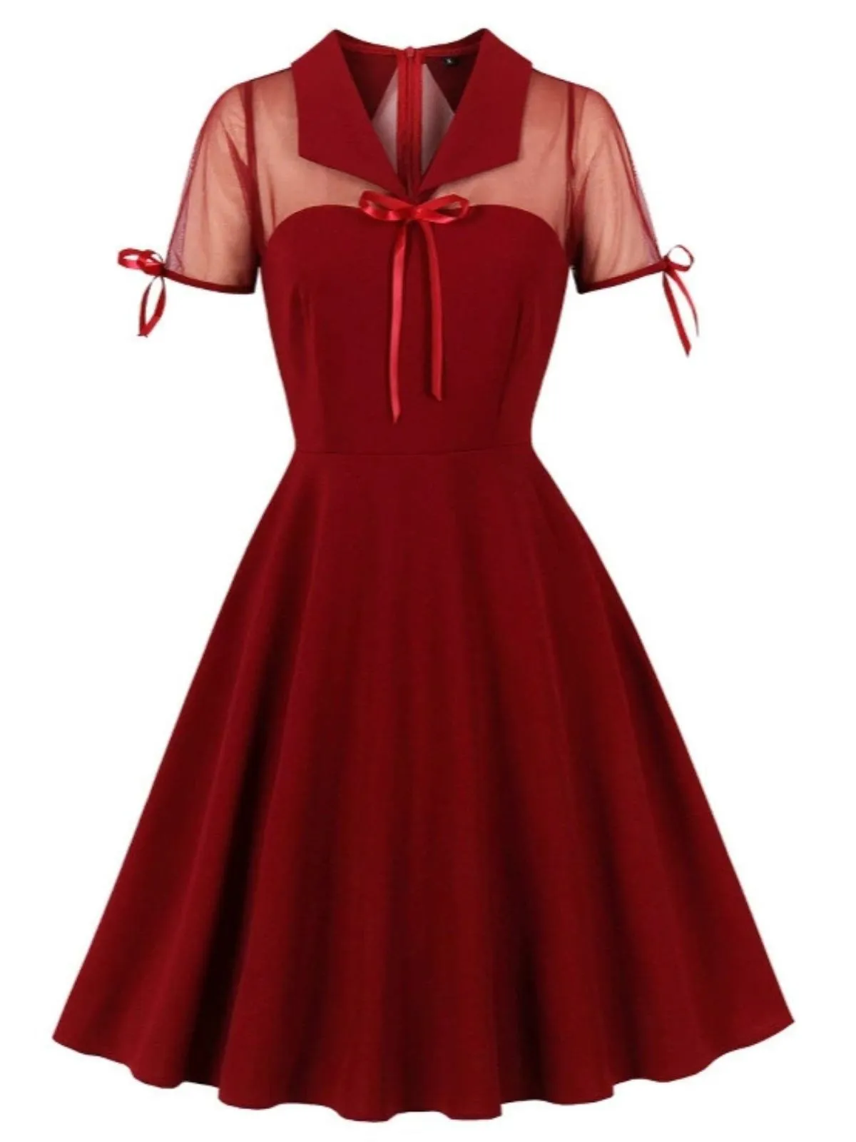 1950s Lapel Mesh Patchwork Swing Dress sold by Retro Stage