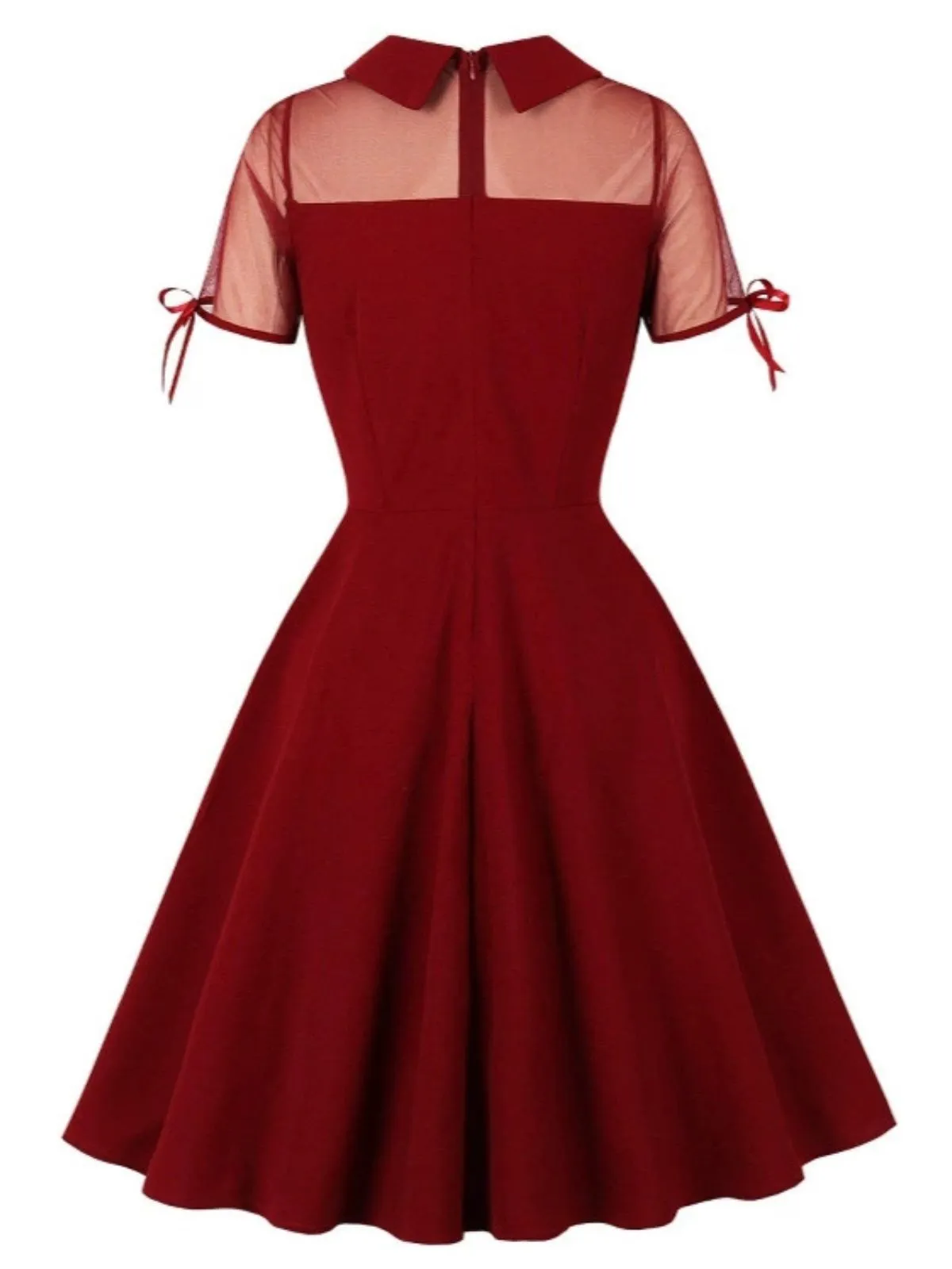 1950s Lapel Mesh Patchwork Swing Dress sold by Retro Stage product image thumbnail 2