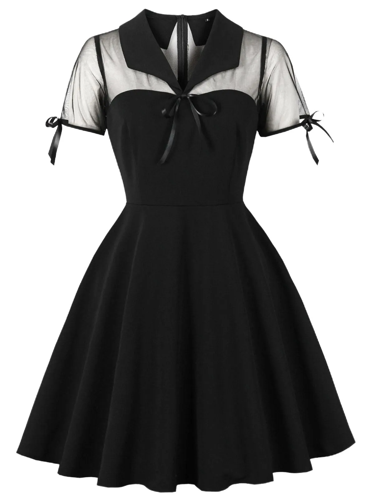 1950s Lapel Mesh Patchwork Swing Dress sold by Retro Stage product image thumbnail 5