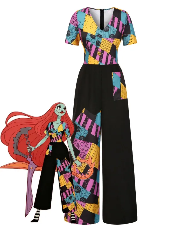 Multicolor 1940s Nightmare Before Christmas Sally Jumpsuit sold by Retro Stage