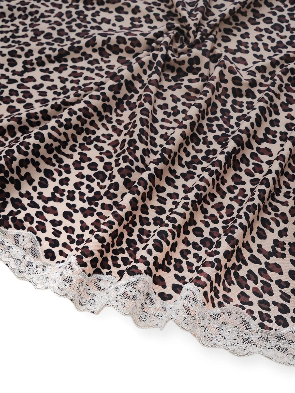 1960s Leopard Print Lace Trim Halter Nightgown sold by Retro Stage product image thumbnail 3