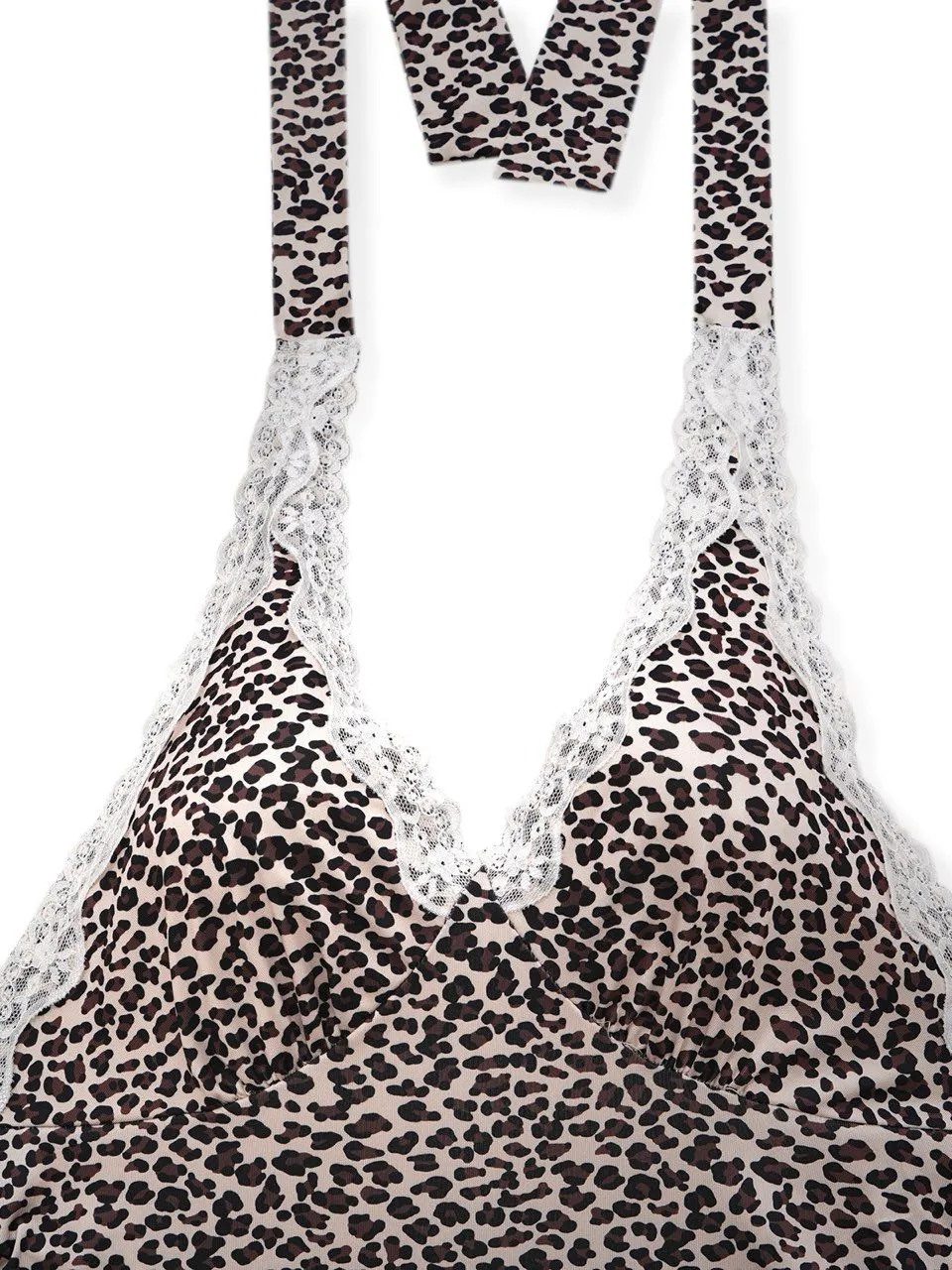 1960s Leopard Print Lace Trim Halter Nightgown sold by Retro Stage product image thumbnail 4