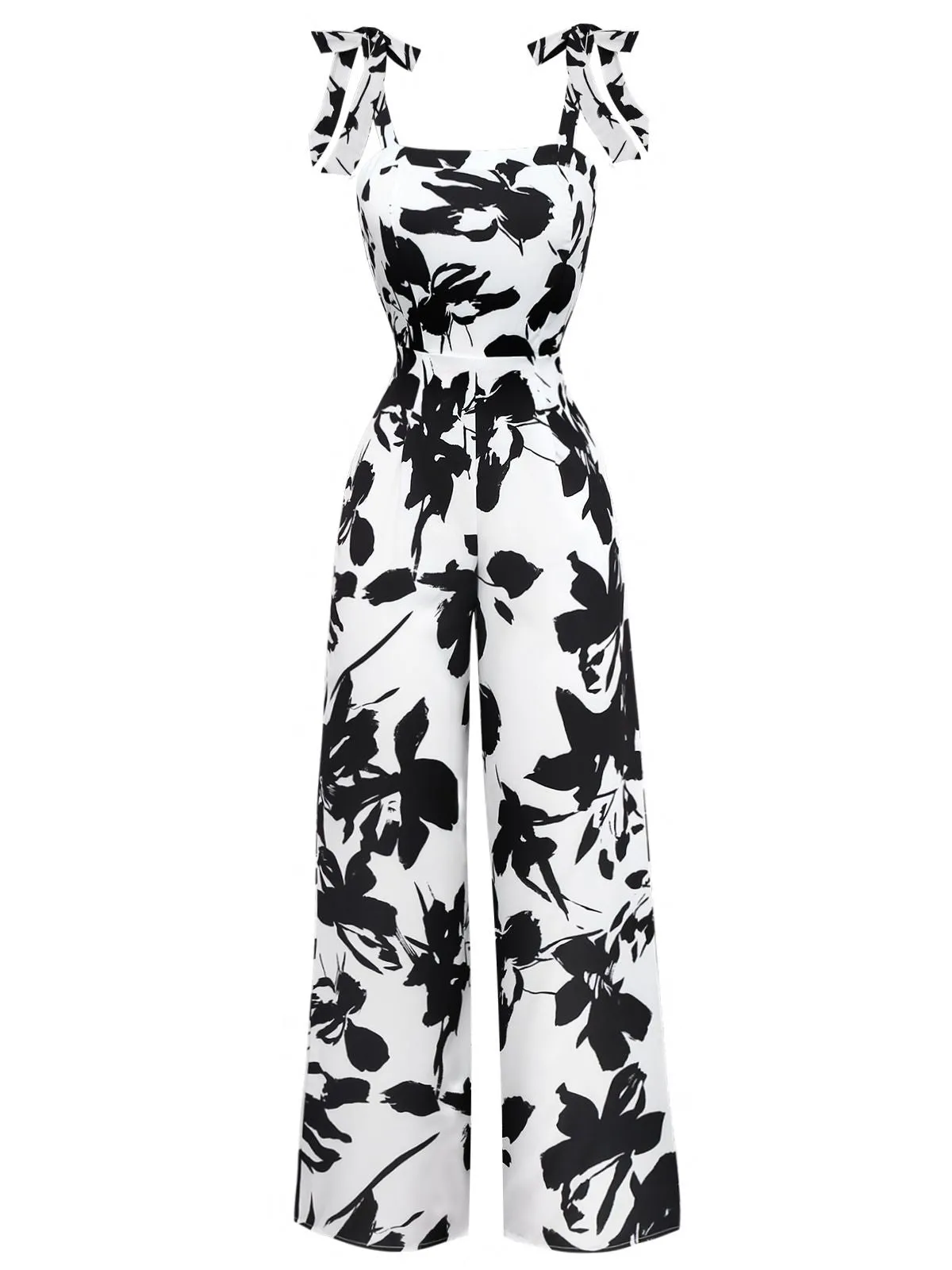 White 1930s Floral Lace-Up Jumpsuit sold by Retro Stage