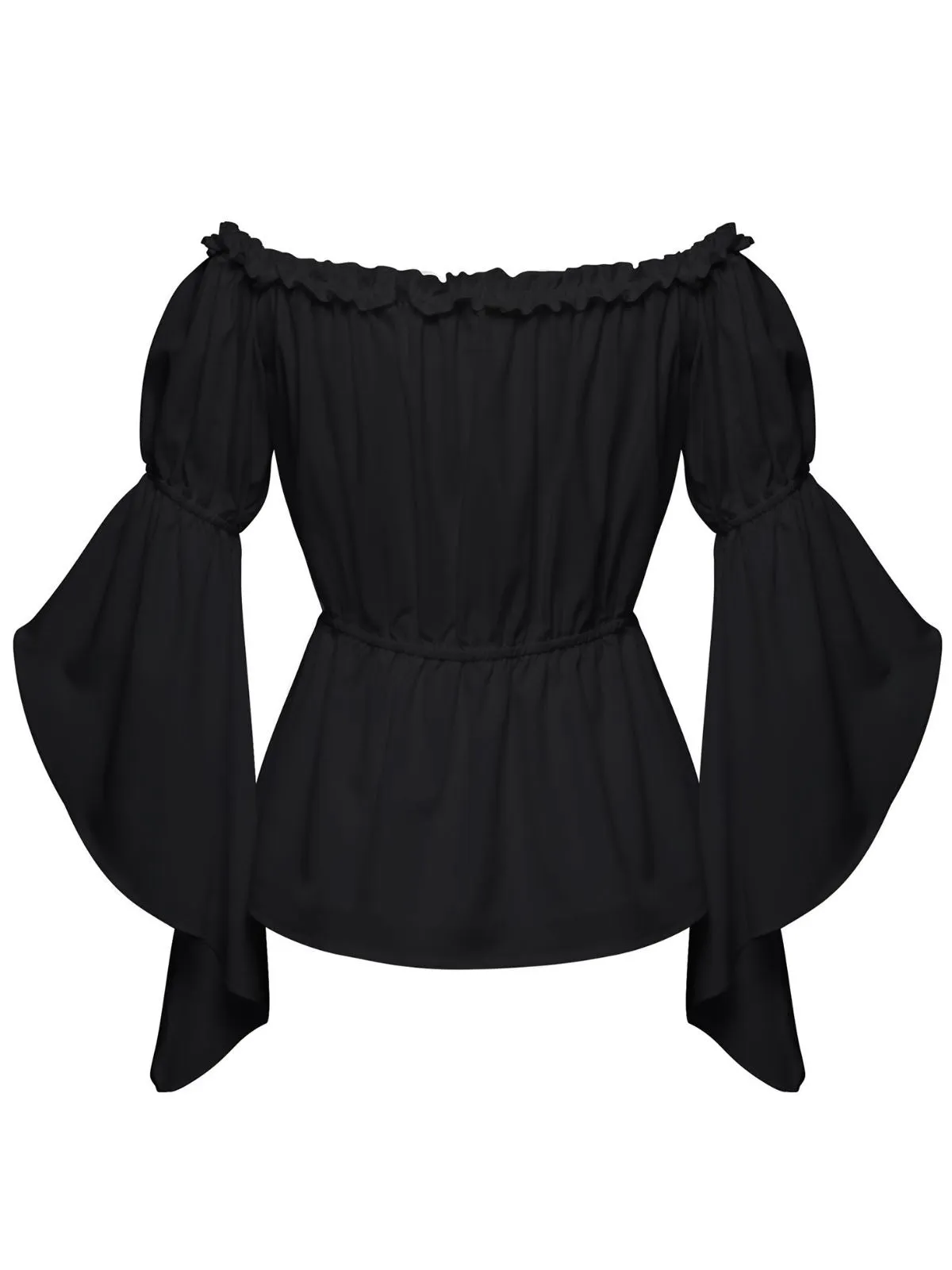 1930s Ruffled Bell Sleeve Off-Shoulder Solid Top sold by Retro Stage product image thumbnail 5