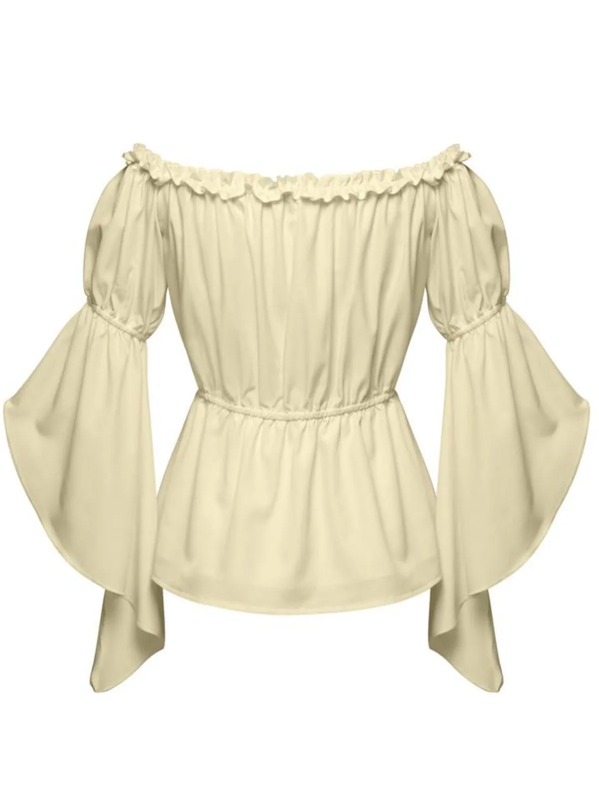 1930s Ruffled Bell Sleeve Off-Shoulder Solid Top sold by Retro Stage product image thumbnail 2