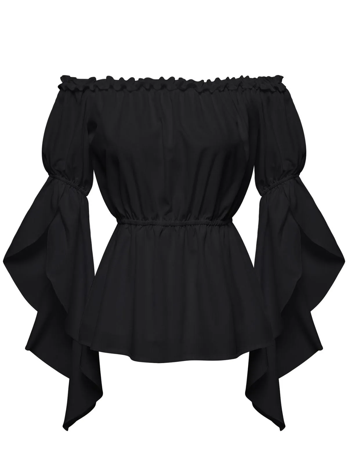 1930s Ruffled Bell Sleeve Off-Shoulder Solid Top sold by Retro Stage product image thumbnail 3