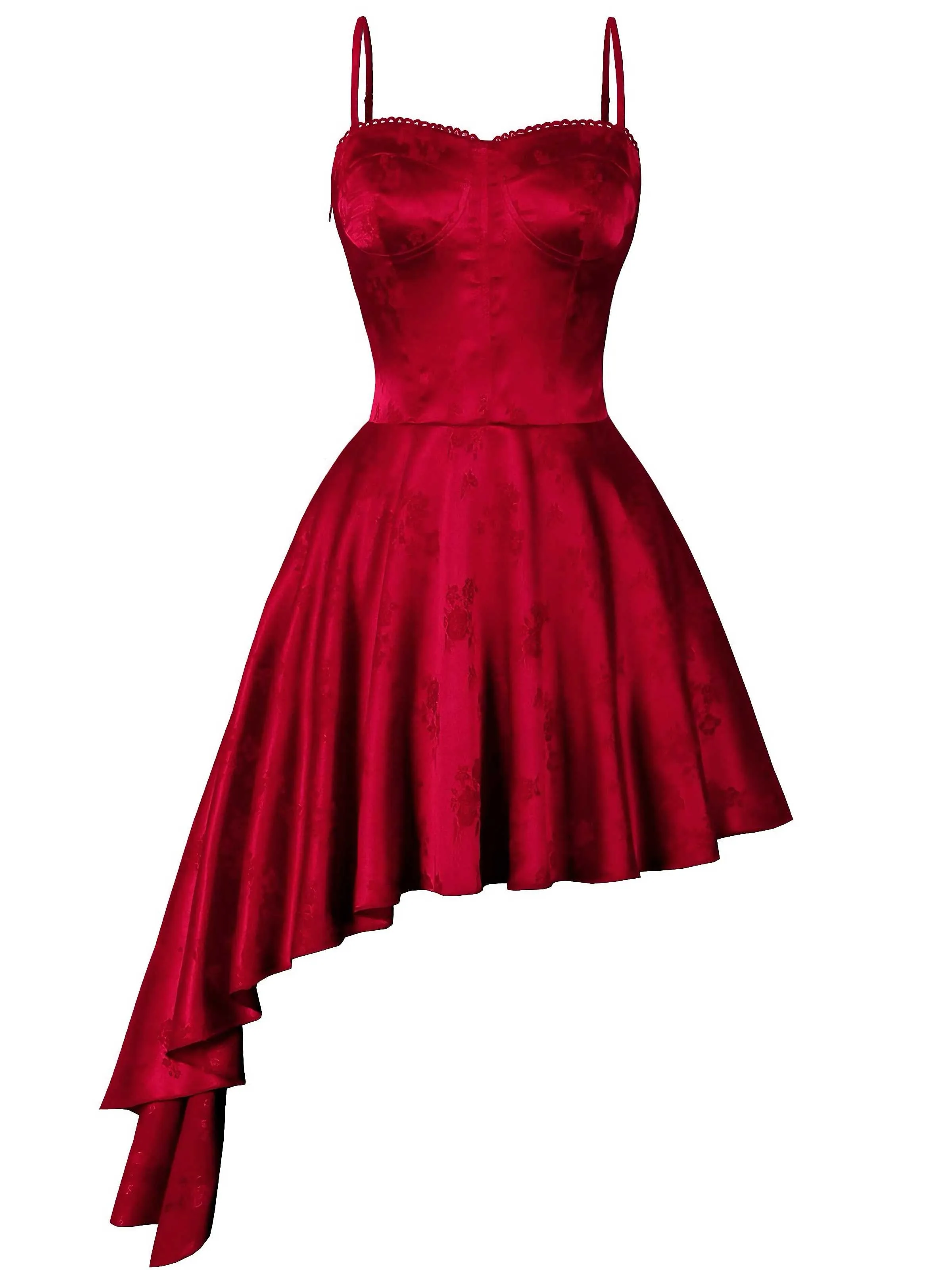 1980s Spaghetti Strap Asymmetrical Satin Dress sold by Retro Stage product image thumbnail 5