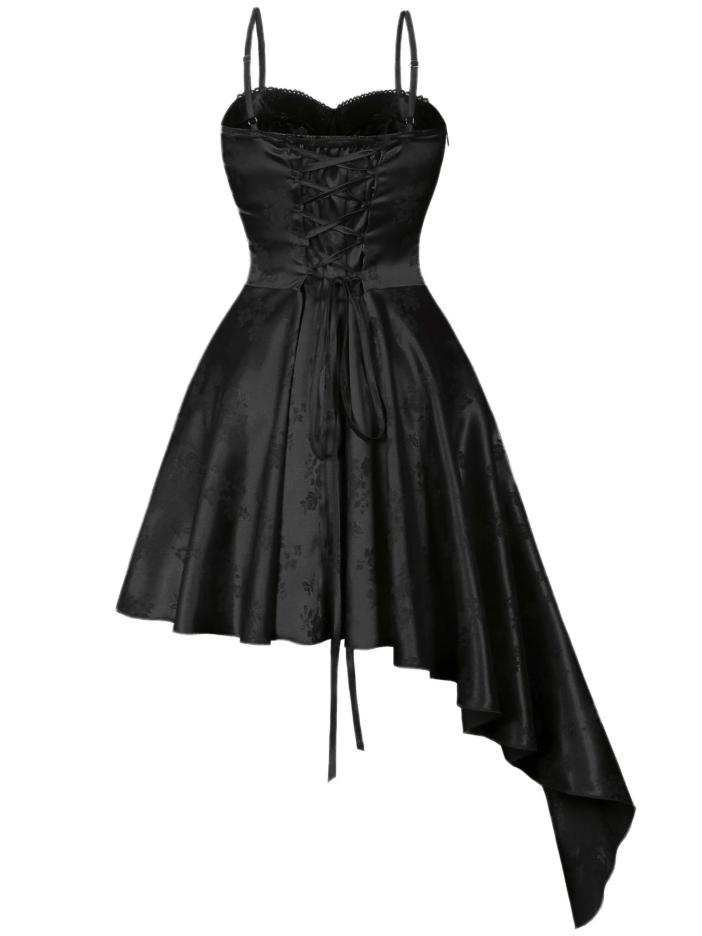 1980s Spaghetti Strap Asymmetrical Satin Dress sold by Retro Stage product image thumbnail 2