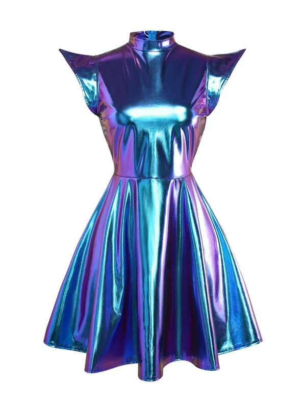 1980s Metallic Futuristic Party Mini Dress sold by Retro Stage