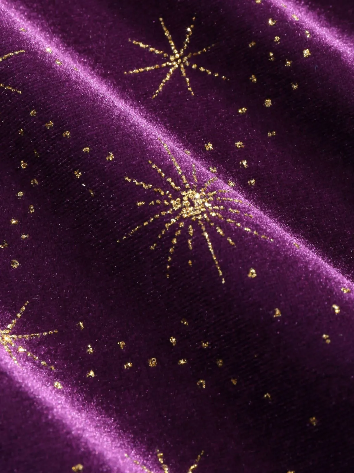 Purple 1940s Velvet V-Neck Star Ruffle Dress sold by Retro Stage product image thumbnail 3