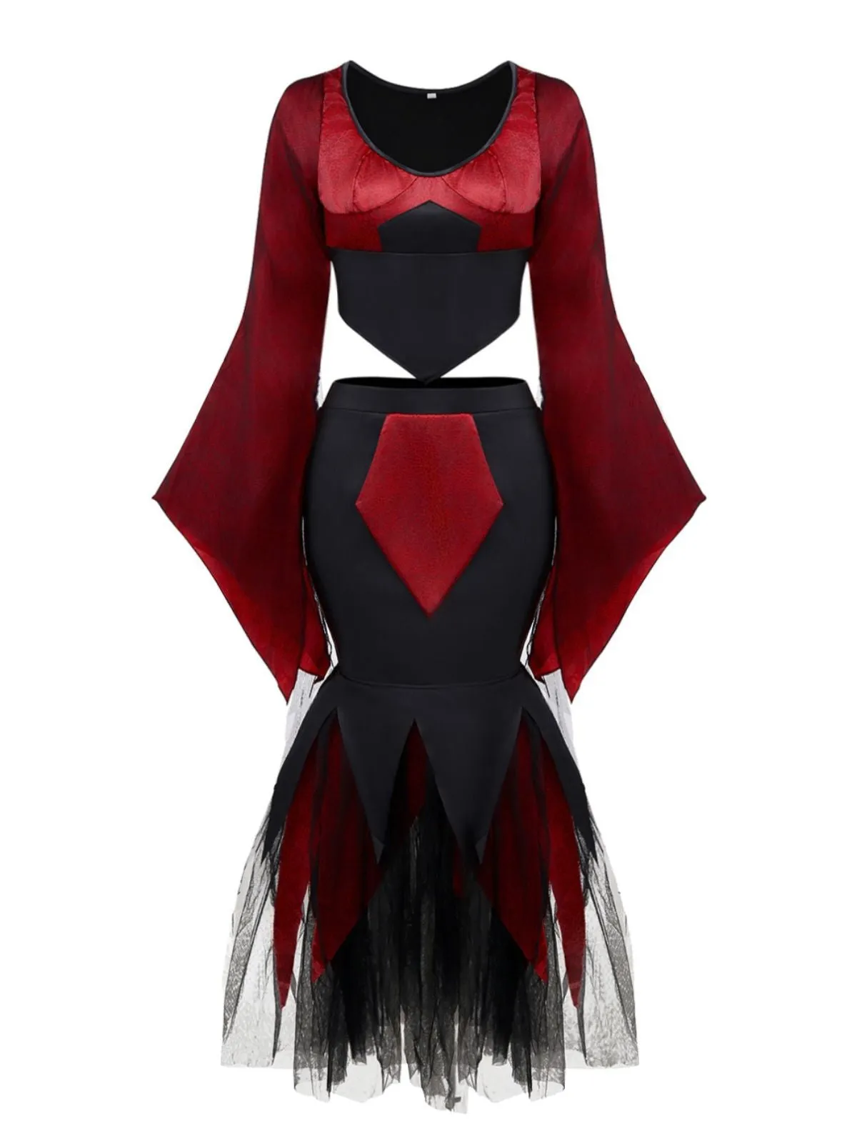 2PCS Red 1930s Wicked Cheetah Mesh Top & Mermaid Skirt sold by Retro Stage