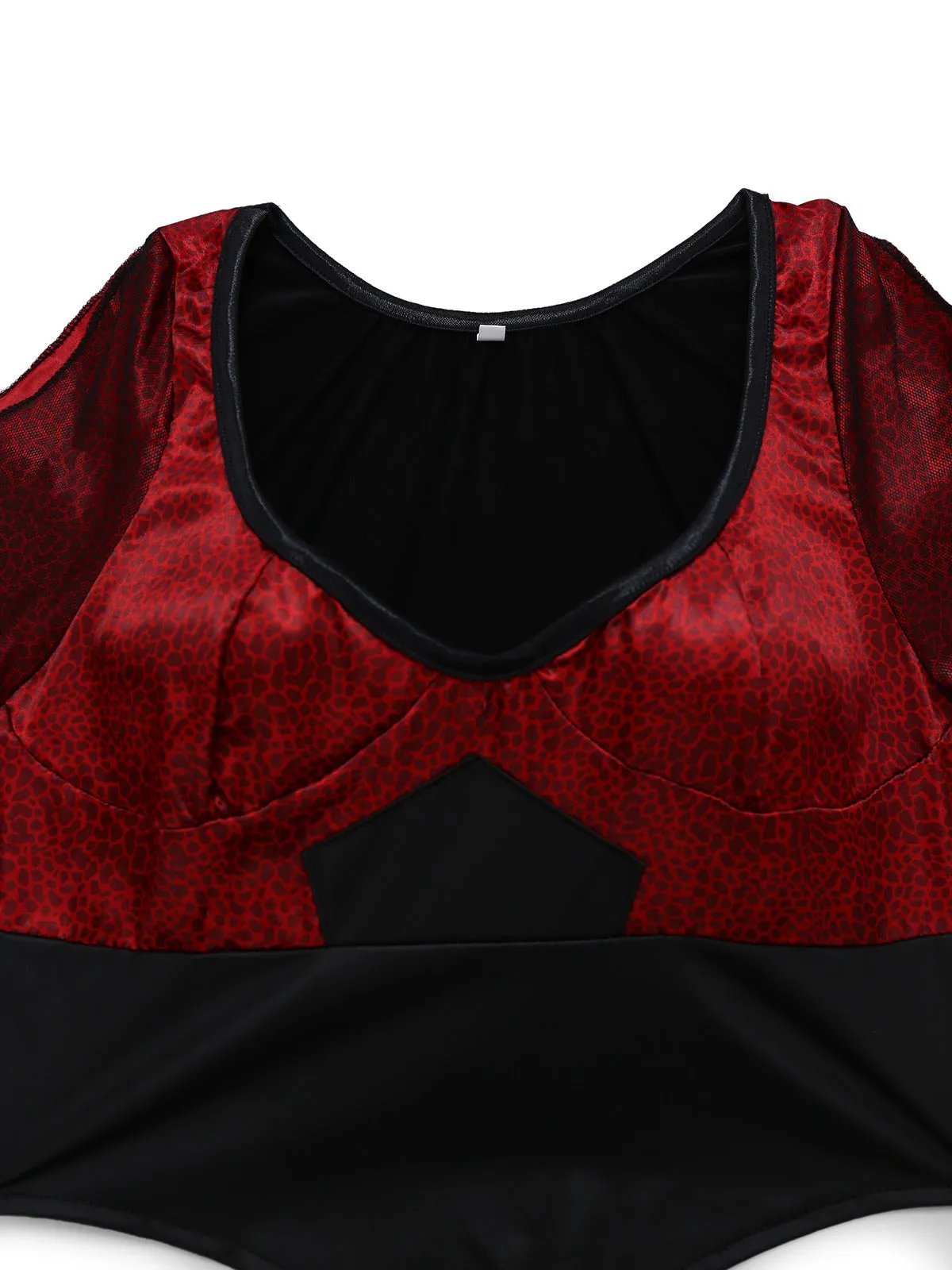 2PCS Red 1930s Wicked Cheetah Mesh Top & Mermaid Skirt sold by Retro Stage product image thumbnail 4