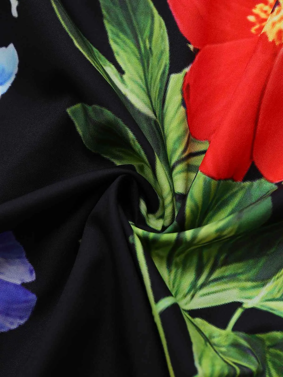 Black 1930s Square Neck Floral Maxi Dress sold by Retro Stage product image thumbnail 5