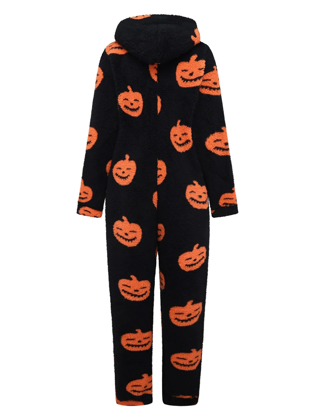 Orange 1930s Halloween Pumpkin Zipper Hooded Jumpsuit sold by Retro Stage product image thumbnail 2